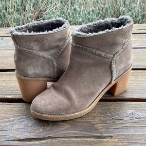 Ugg kasen tan short stack heel fur lined boots